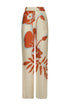 Joao Linen Pants / Ecru - Orange Gladiolos